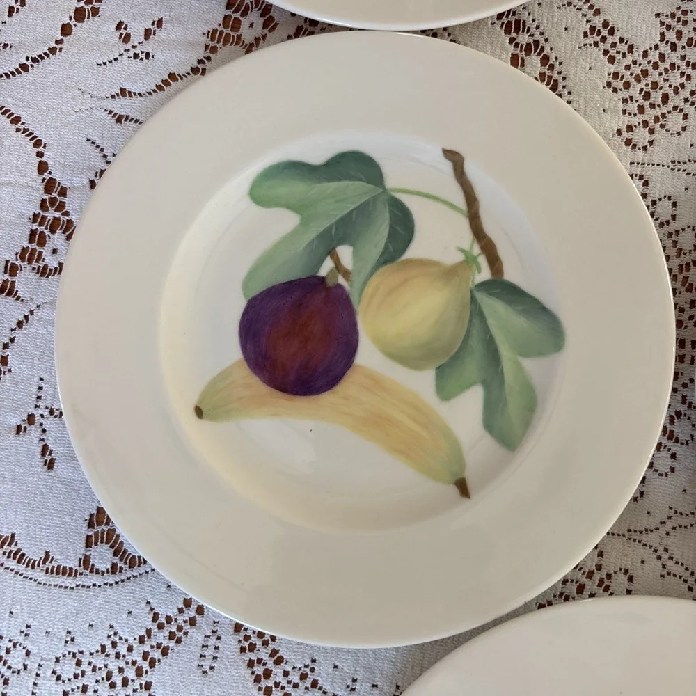 Vintage Hand Painted Fruits‎ Salad, Lunch, Display Plates 50's Louise Hanford